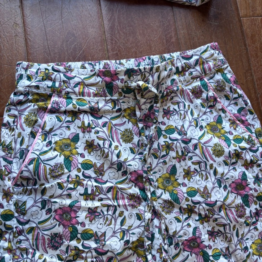 Boden Janie Pajama Set Women's Long Sleeve Button Up Cotton Floral Piped| Sz 4 - Picture 6 of 9